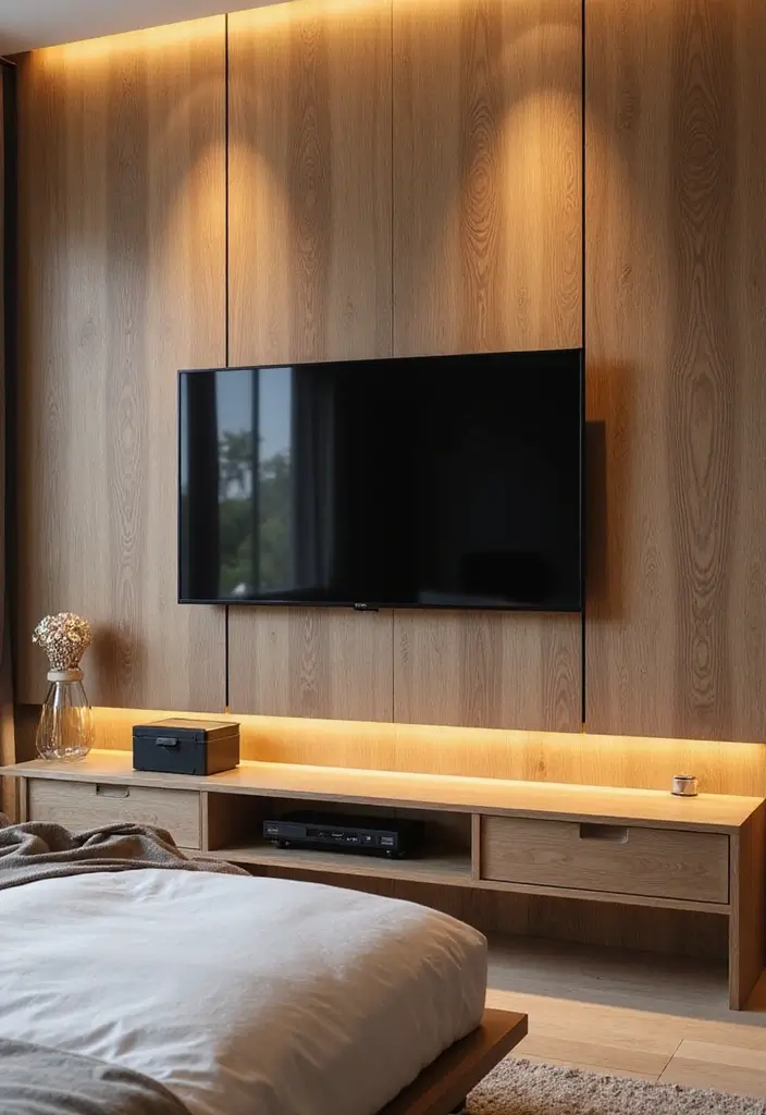 30+ Bedroom TV Wall Ideas for a Sleek Look - 3. Textured Wall Paneling