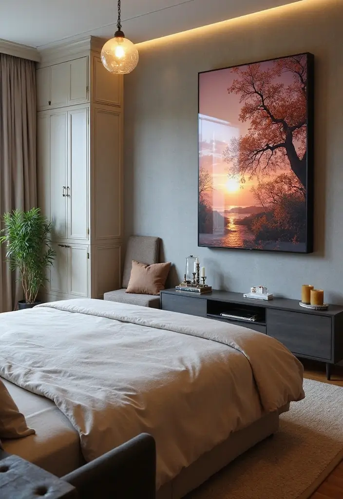 30+ Bedroom TV Wall Ideas for a Sleek Look - 5. Vertical TV Orientation