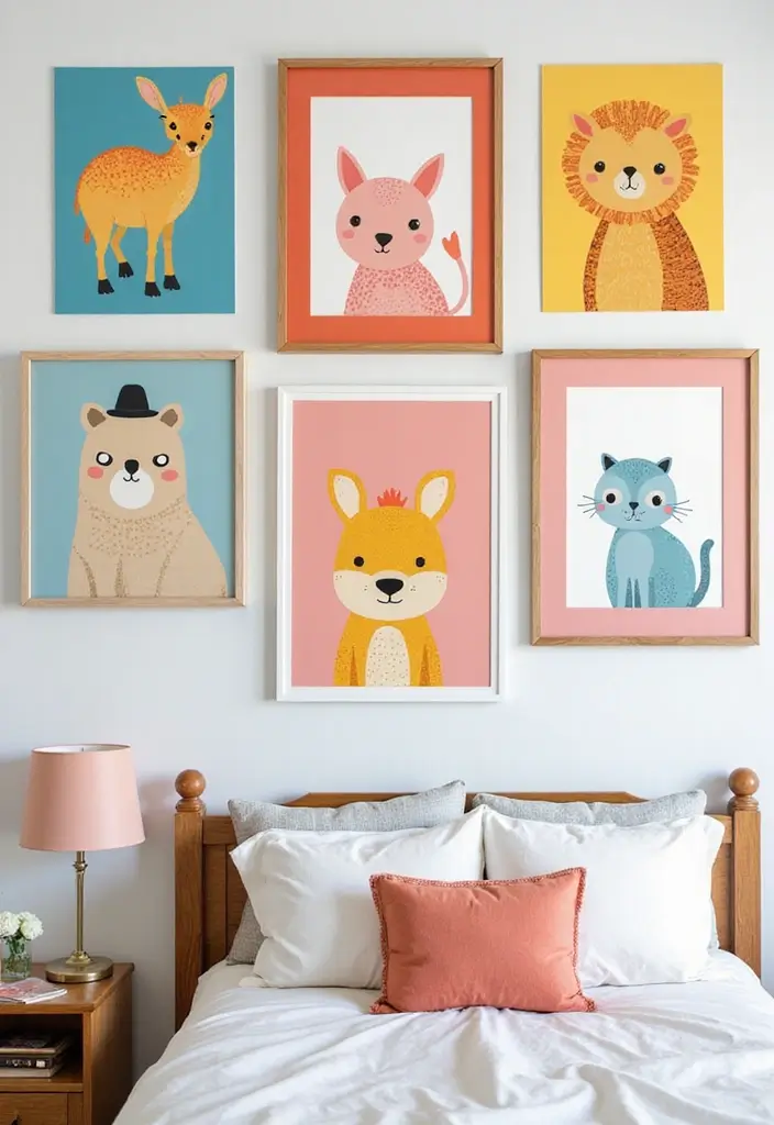30+ Bedroom Wall Collage Ideas That Look Aesthetic 13 30+ Bedroom Wall Collage Ideas That Look Aesthetic - 13. Whimsical Animal Art