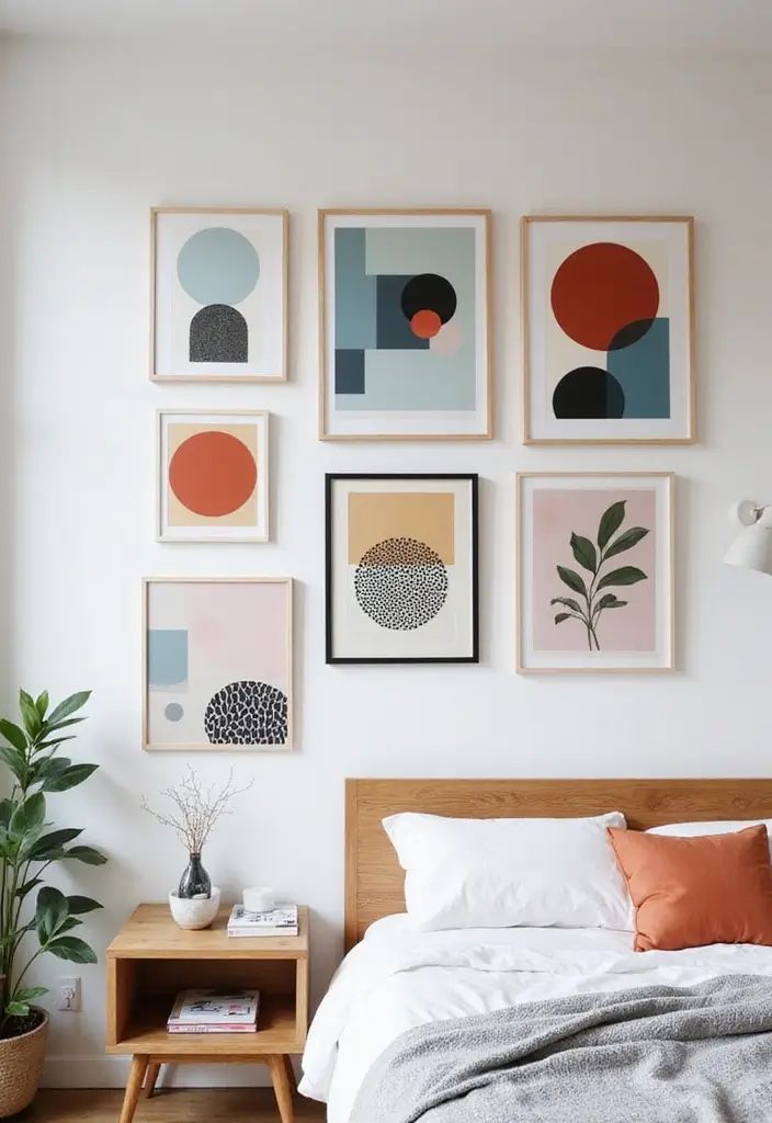 30+ Bedroom Wall Collage Ideas That Look Aesthetic 15 30+ Bedroom Wall Collage Ideas That Look Aesthetic - 15. Geometric Shapes and Patterns