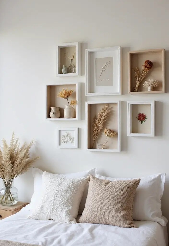 30+ Bedroom Wall Collage Ideas That Look Aesthetic 18 30+ Bedroom Wall Collage Ideas That Look Aesthetic - 18. Artful Shadow Boxes