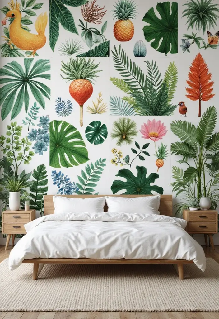 30+ Bedroom Wall Collage Ideas That Look Aesthetic 23 30+ Bedroom Wall Collage Ideas That Look Aesthetic - 23. Mixed Flora and Fauna