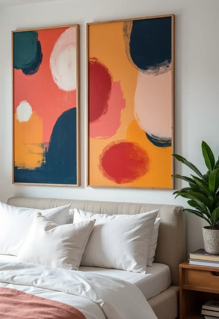 30+ Bedroom Wall Collage Ideas That Look Aesthetic 28 30+ Bedroom Wall Collage Ideas That Look Aesthetic - 28. Aesthetic Abstract Art