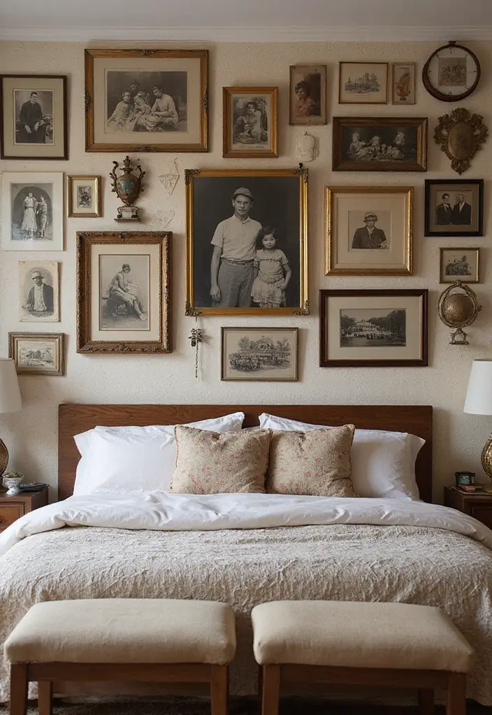 30+ Bedroom Wall Collage Ideas That Look Aesthetic 29 30+ Bedroom Wall Collage Ideas That Look Aesthetic - 29. Family Heritage Collage