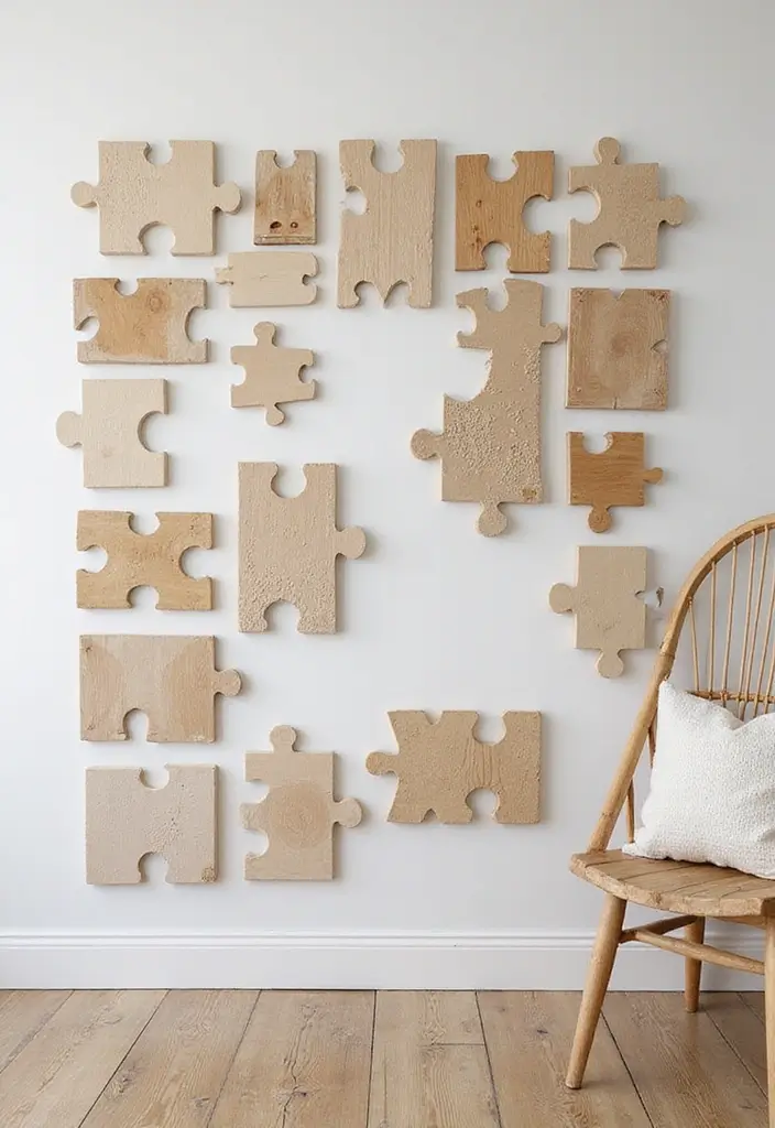 30+ Bedroom Wall Collage Ideas That Look Aesthetic 30 30+ Bedroom Wall Collage Ideas That Look Aesthetic - 30. Interactive Puzzle Collage