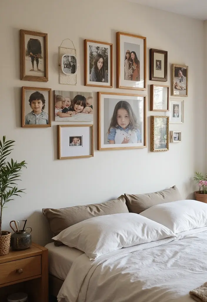 30+ Bedroom Wall Collage Ideas That Look Aesthetic 8 30+ Bedroom Wall Collage Ideas That Look Aesthetic - 8. Family Photo Gallery