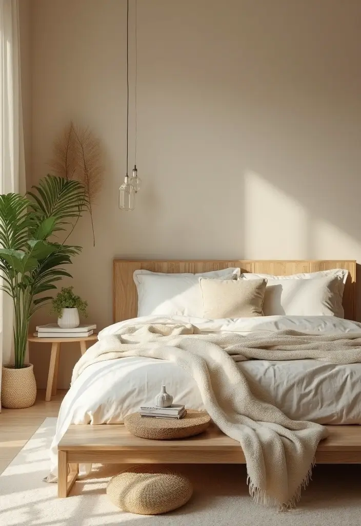 30+ Beige Bedroom Ideas That Feel Warm and Minimal 10 30+ Beige Bedroom Ideas That Feel Warm and Minimal - 10. Nature-Inspired Decor