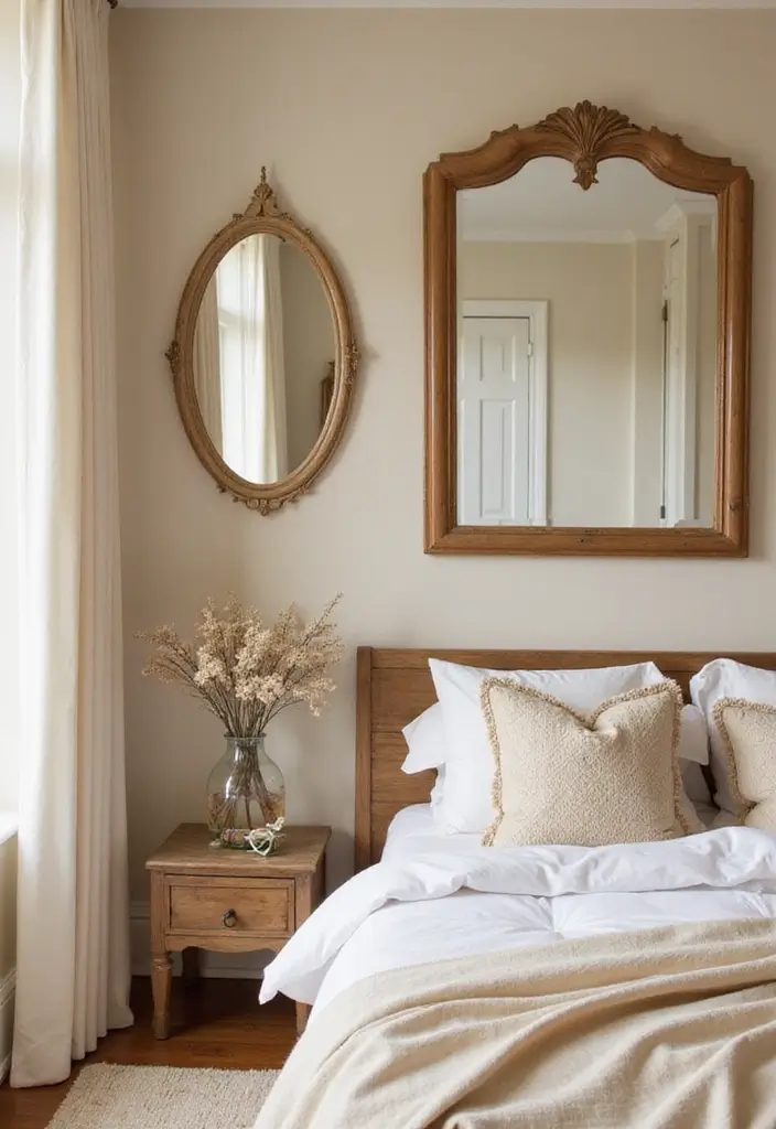 30+ Beige Bedroom Ideas That Feel Warm and Minimal 20 30+ Beige Bedroom Ideas That Feel Warm and Minimal - 20. Decorative Mirrors