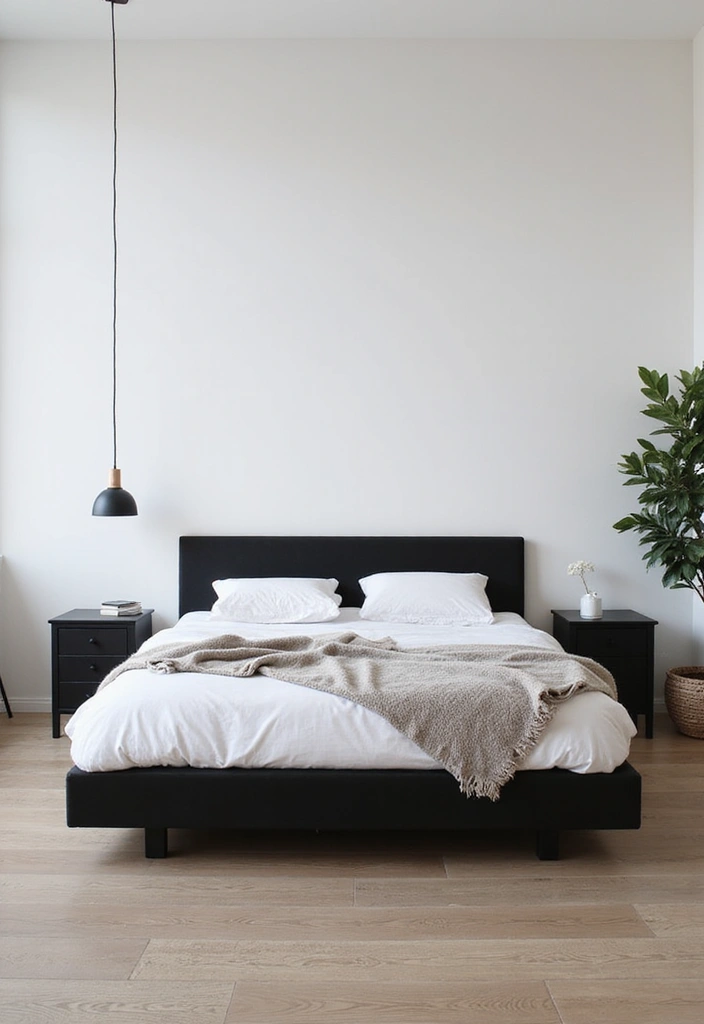 30+ Black Bed Frame Bedroom Ideas That Feel Bold and Stylish 1 30+ Black Bed Frame Bedroom Ideas That Feel Bold and Stylish - 1. Sleek Platform Perfection