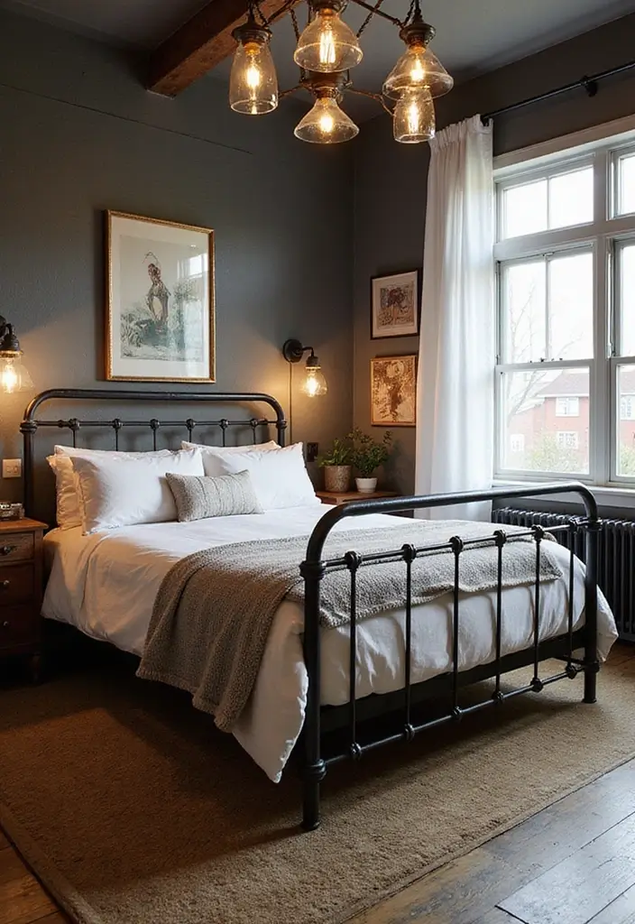 30+ Black Bed Frame Bedroom Ideas That Feel Bold and Stylish 2 30+ Black Bed Frame Bedroom Ideas That Feel Bold and Stylish - 2. Bold Industrial Charm