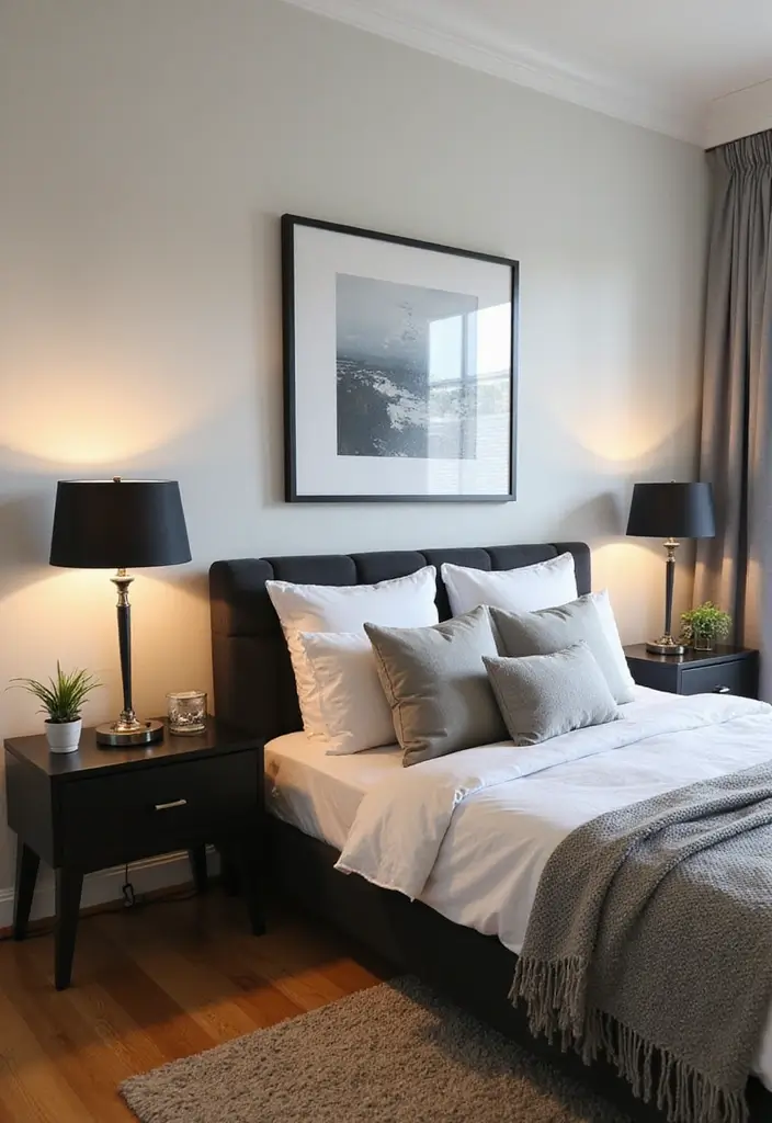 30+ Black Bed Frame Bedroom Ideas That Feel Bold and Stylish 24 30+ Black Bed Frame Bedroom Ideas That Feel Bold and Stylish - 24. Functional Bedside Tables