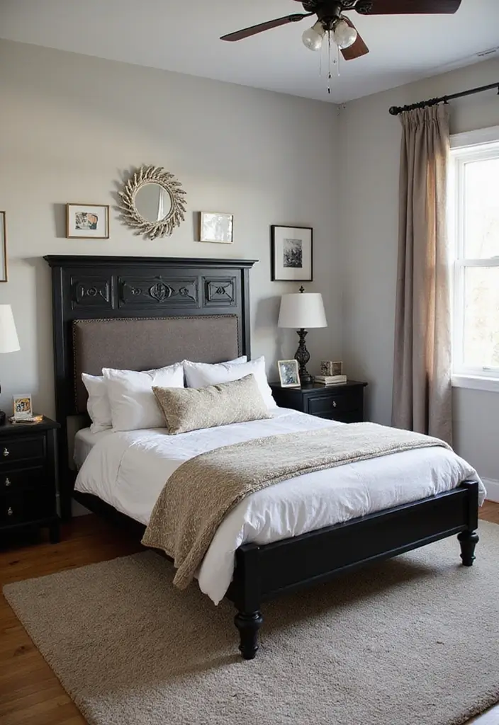 30+ Black Bed Frame Bedroom Ideas That Feel Bold and Stylish 27 30+ Black Bed Frame Bedroom Ideas That Feel Bold and Stylish - 27. Customized Headboards