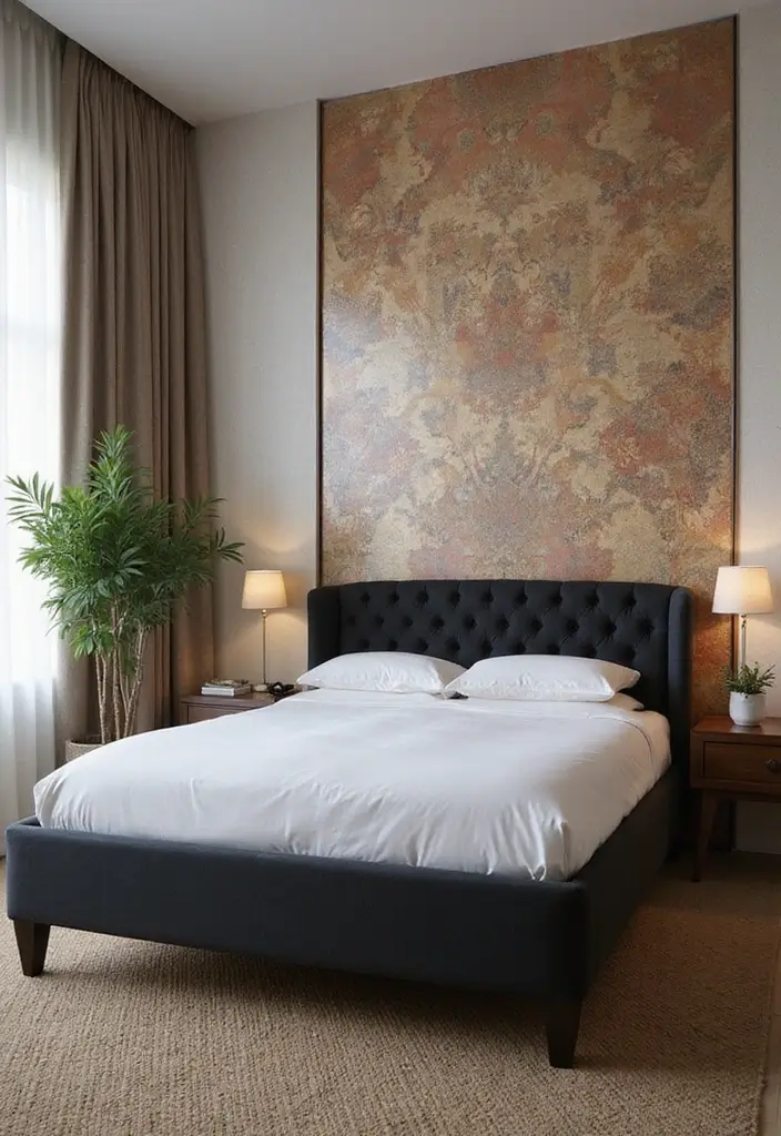 30+ Black Bed Frame Bedroom Ideas That Feel Bold and Stylish 30 30+ Black Bed Frame Bedroom Ideas That Feel Bold and Stylish - 30. Artful Arrangement