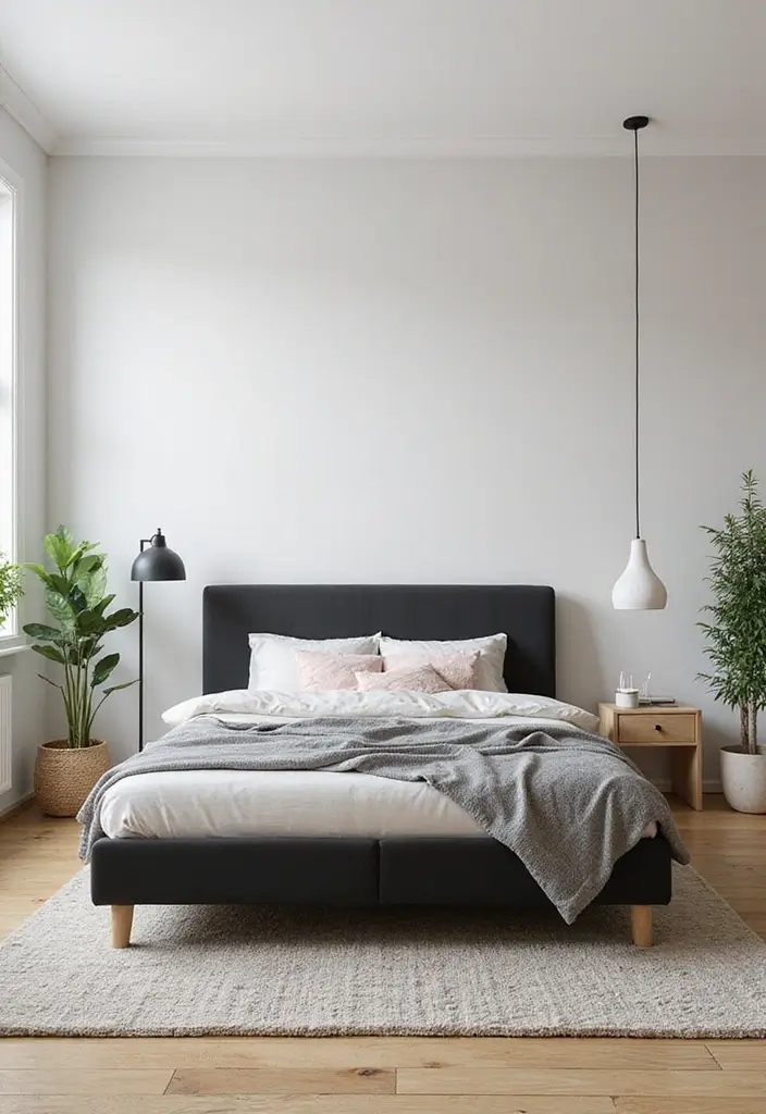 30+ Black Bed Frame Bedroom Ideas That Feel Bold and Stylish 4 30+ Black Bed Frame Bedroom Ideas That Feel Bold and Stylish - 4. Scandinavian Simplicity