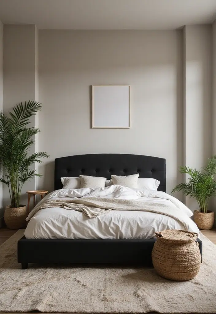 30+ Black Bed Frame Bedroom Ideas That Feel Bold and Stylish 8 30+ Black Bed Frame Bedroom Ideas That Feel Bold and Stylish - 8. Zen-influenced Haven