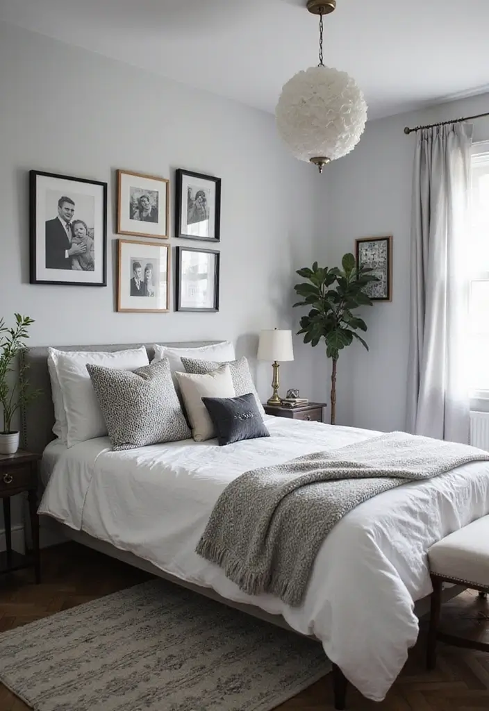 30+ Black and White Bedroom Ideas for a Timeless Look 16 30+ Black and White Bedroom Ideas for a Timeless Look - 16. Personalized Touches