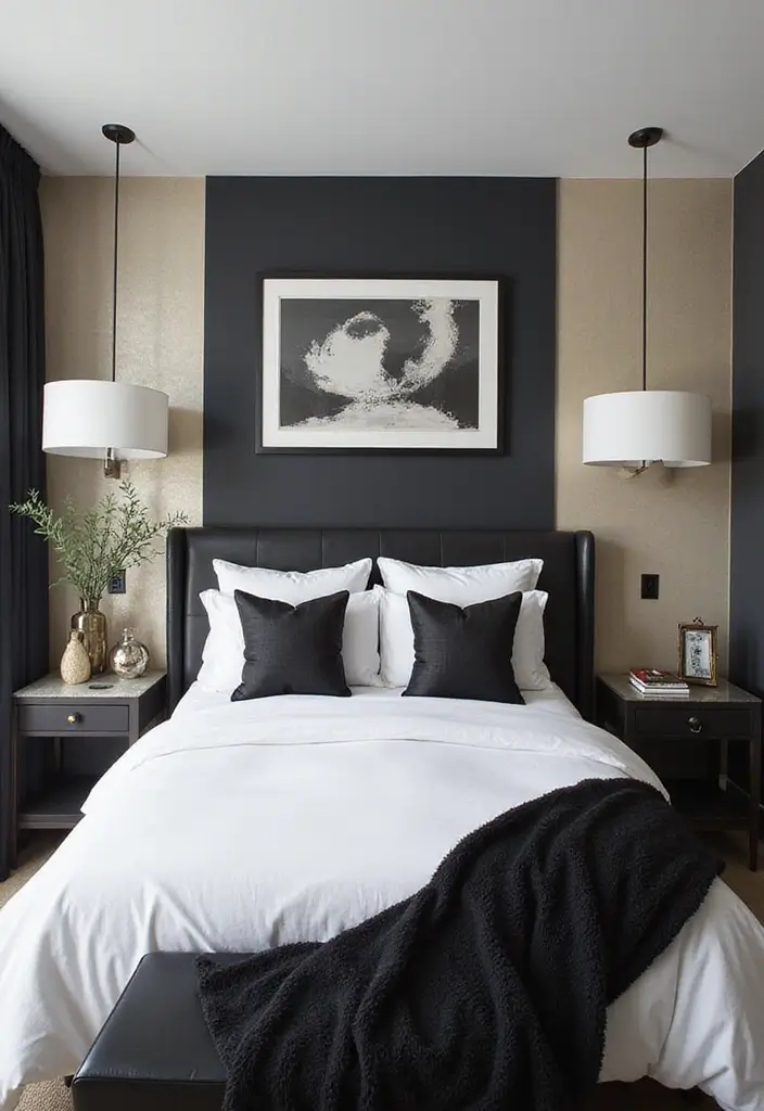 30+ Black and White Bedroom Ideas for a Timeless Look 28 30+ Black and White Bedroom Ideas for a Timeless Look - 28. A Touch of Glam