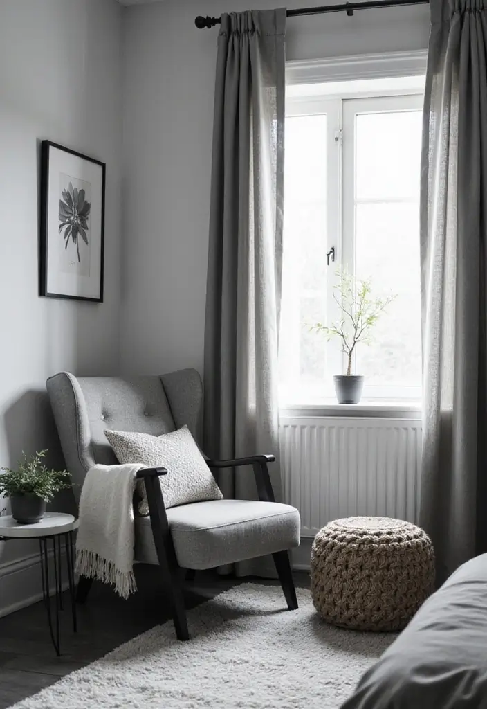 30+ Black and White Bedroom Ideas for a Timeless Look 30 30+ Black and White Bedroom Ideas for a Timeless Look - 30. Create an Inviting Reading Nook