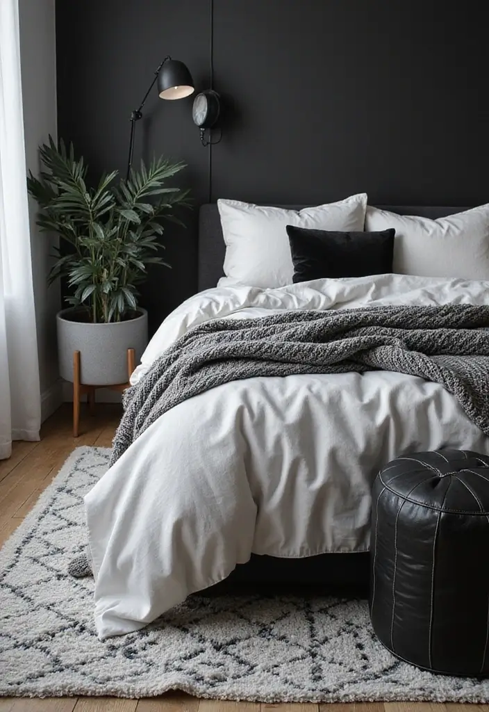 30+ Black and White Bedroom Ideas for a Timeless Look 5 30+ Black and White Bedroom Ideas for a Timeless Look - 5. Incorporating Textures
