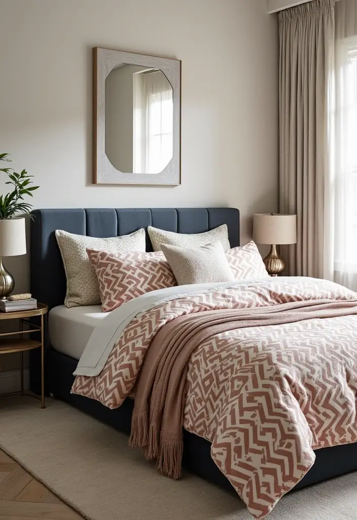 30+ Black and White Bedroom Ideas for a Timeless Look 6 30+ Black and White Bedroom Ideas for a Timeless Look - 6. Geometric Patterns