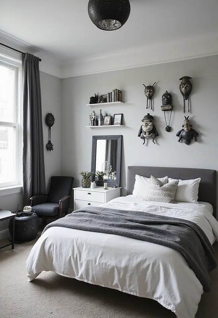 30+ Black and White Bedroom Ideas for a Timeless Look 9 30+ Black and White Bedroom Ideas for a Timeless Look - 9. Whimsical Accessories