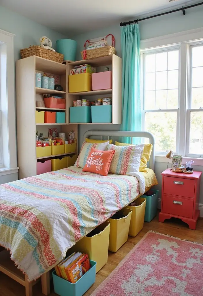 30+ Colorful Bedroom Ideas Full of Personality 12 30+ Colorful Bedroom Ideas Full of Personality - 12. Colorful Storage Solutions