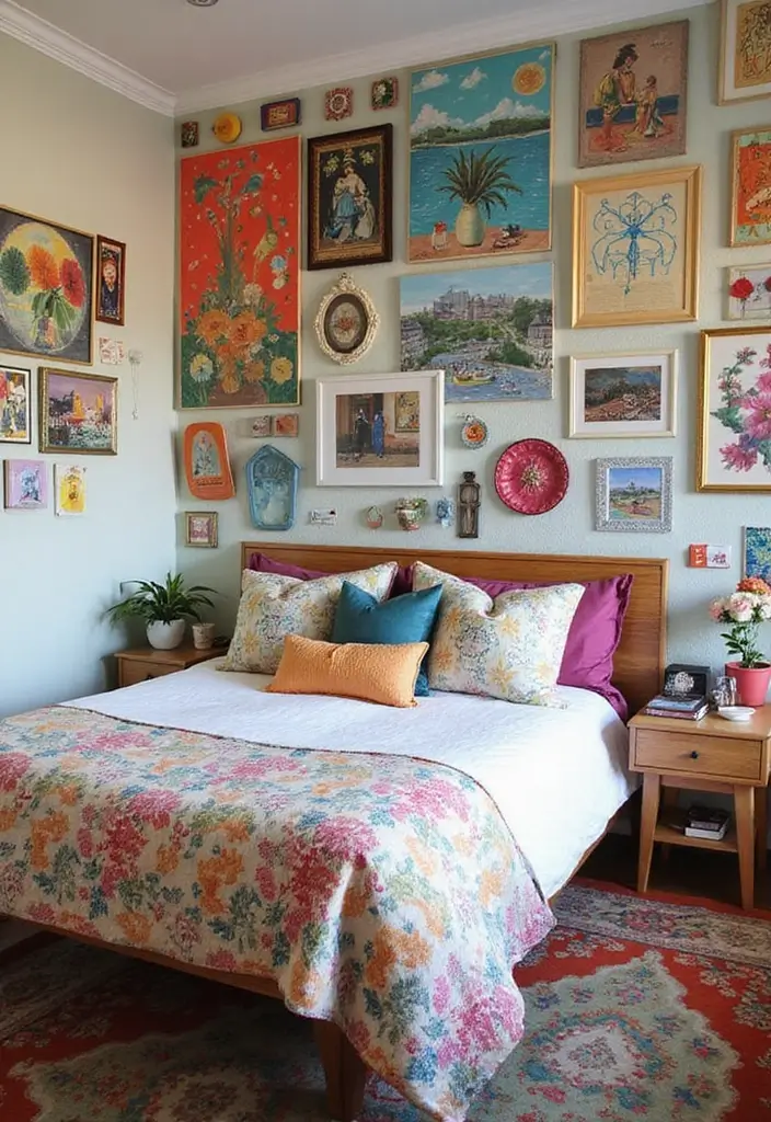 30+ Colorful Bedroom Ideas Full of Personality 16 30+ Colorful Bedroom Ideas Full of Personality - 16. Creative Wall Art
