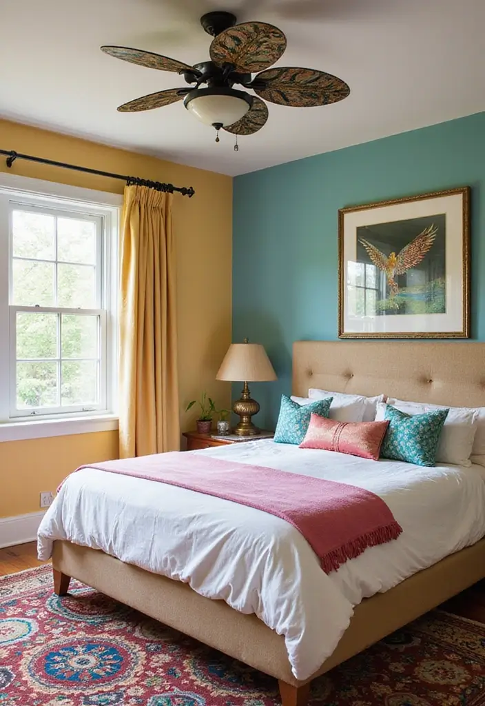 30+ Colorful Bedroom Ideas Full of Personality 22 30+ Colorful Bedroom Ideas Full of Personality - 22. Unique Ceiling Fans