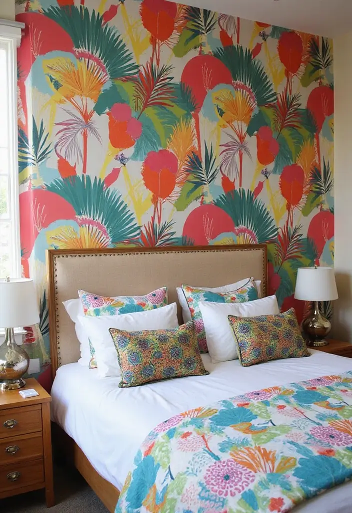 30+ Colorful Bedroom Ideas Full of Personality 26 30+ Colorful Bedroom Ideas Full of Personality - 26. Playful Wallpaper