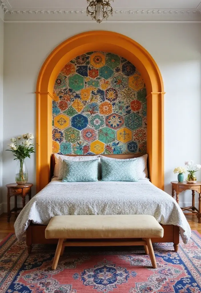 30+ Colorful Bedroom Ideas Full of Personality 28 30+ Colorful Bedroom Ideas Full of Personality - 28. Brilliant Backsplash