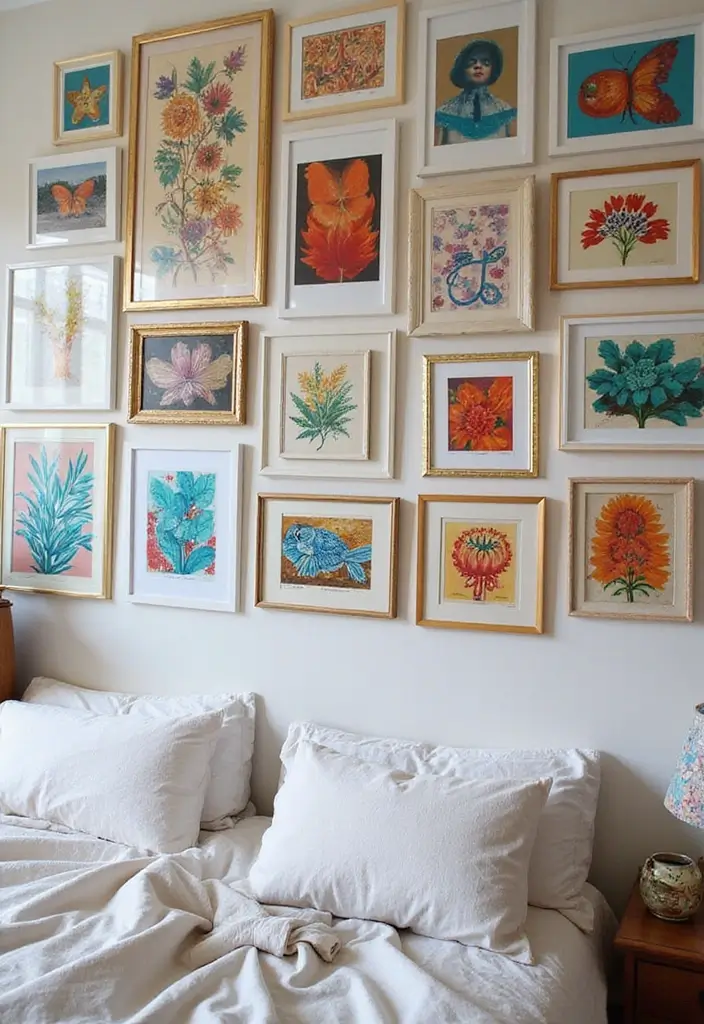 30+ Colorful Bedroom Ideas Full of Personality 3 30+ Colorful Bedroom Ideas Full of Personality - 3. Eclectic Gallery Wall