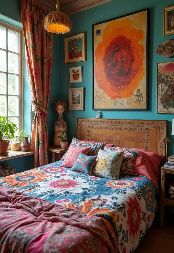 30+ Colorful Bedroom Ideas Full of Personality 8 30+ Colorful Bedroom Ideas Full of Personality - 8. Artistic Touches