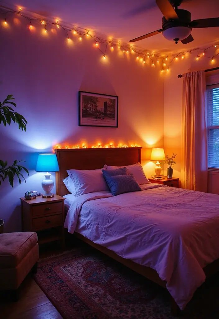 30+ Colorful Bedroom Ideas Full of Personality 9 30+ Colorful Bedroom Ideas Full of Personality - 9. Layered Lighting