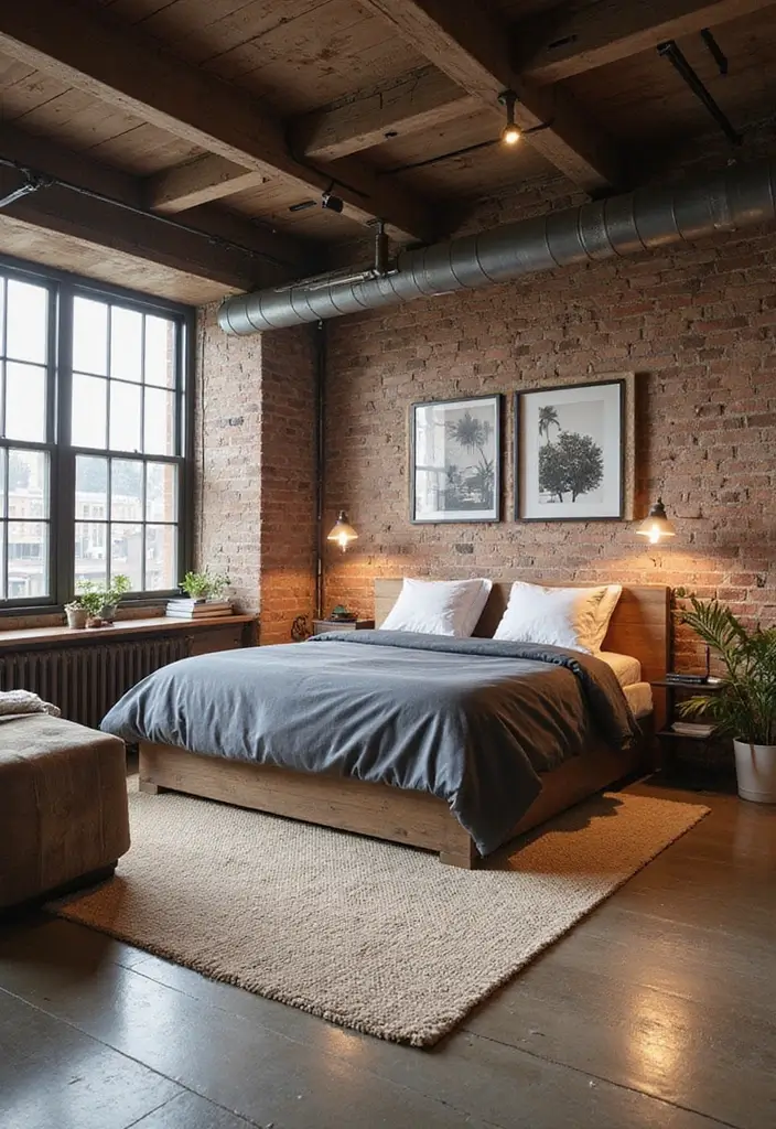 30+ Cozy Loft Bedroom Ideas You’ll Want to Copy 17 30+ Cozy Loft Bedroom Ideas You’ll Want to Copy - 17. Industrial Elements