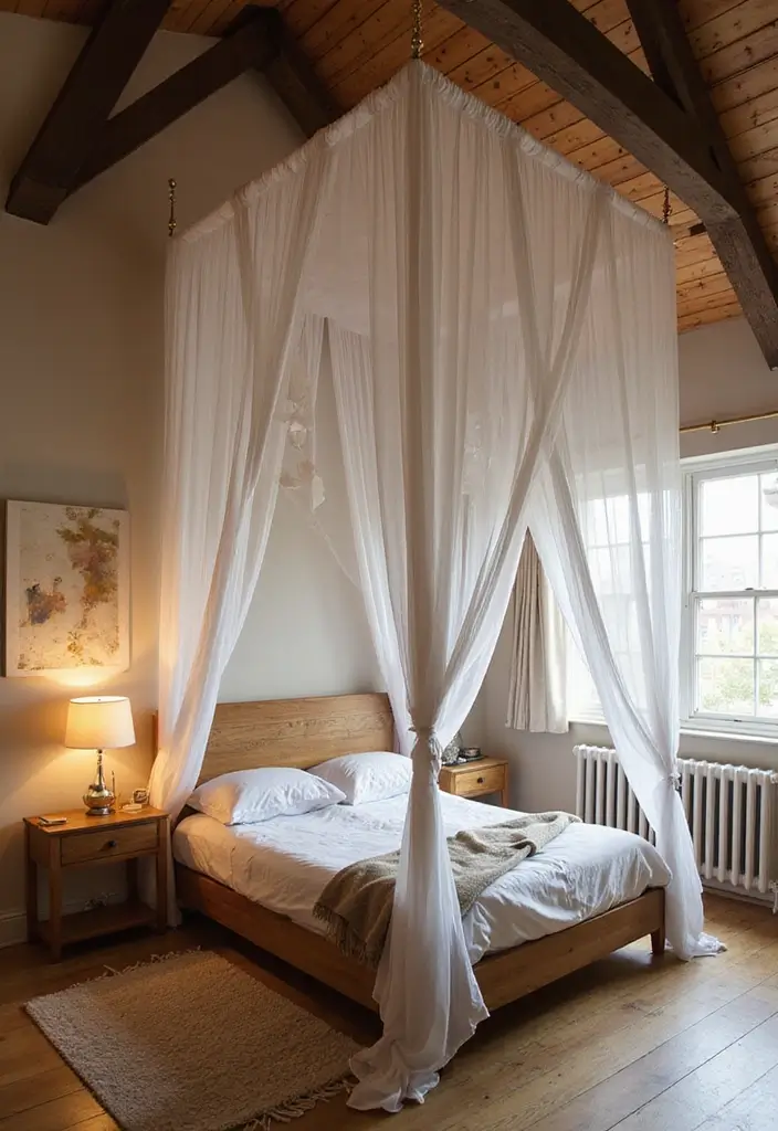 30+ Cozy Loft Bedroom Ideas You’ll Want to Copy 19 30+ Cozy Loft Bedroom Ideas You’ll Want to Copy - 19. Cozy Canopy