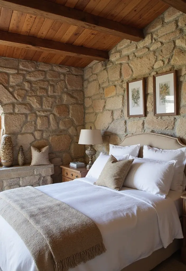 30+ Dark Earthy Bedroom Ideas for a Natural Feel - 10. Natural Stone Accents