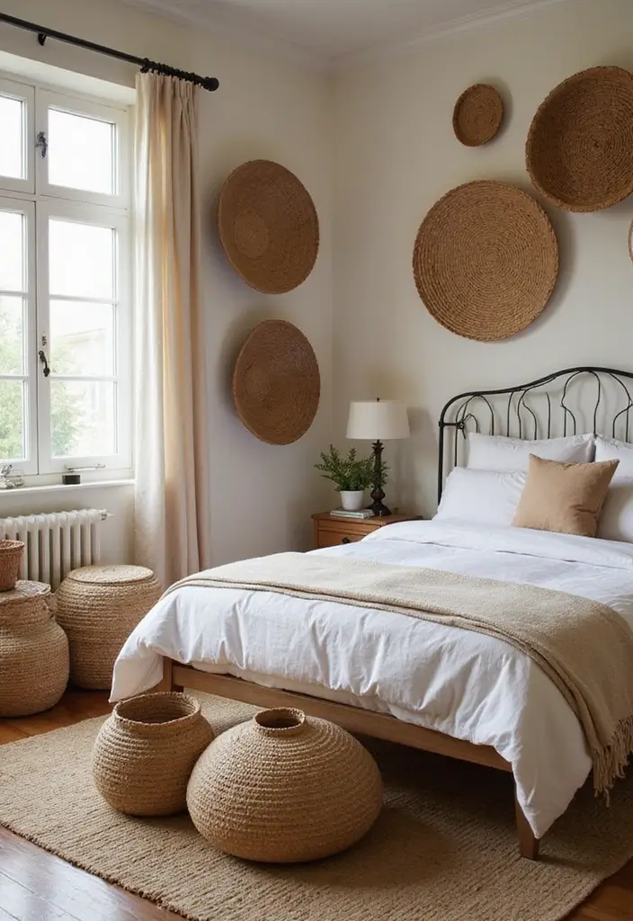30+ Dark Earthy Bedroom Ideas for a Natural Feel - 12. Woven Baskets