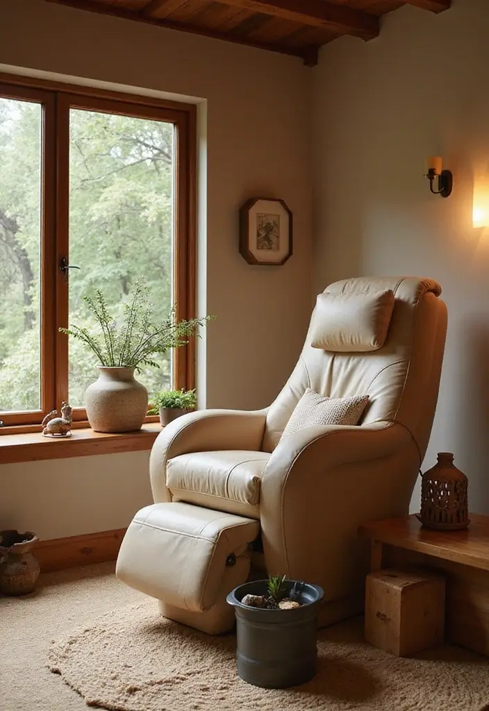 30+ Dark Earthy Bedroom Ideas for a Natural Feel - 28. Cozy Massage Chair