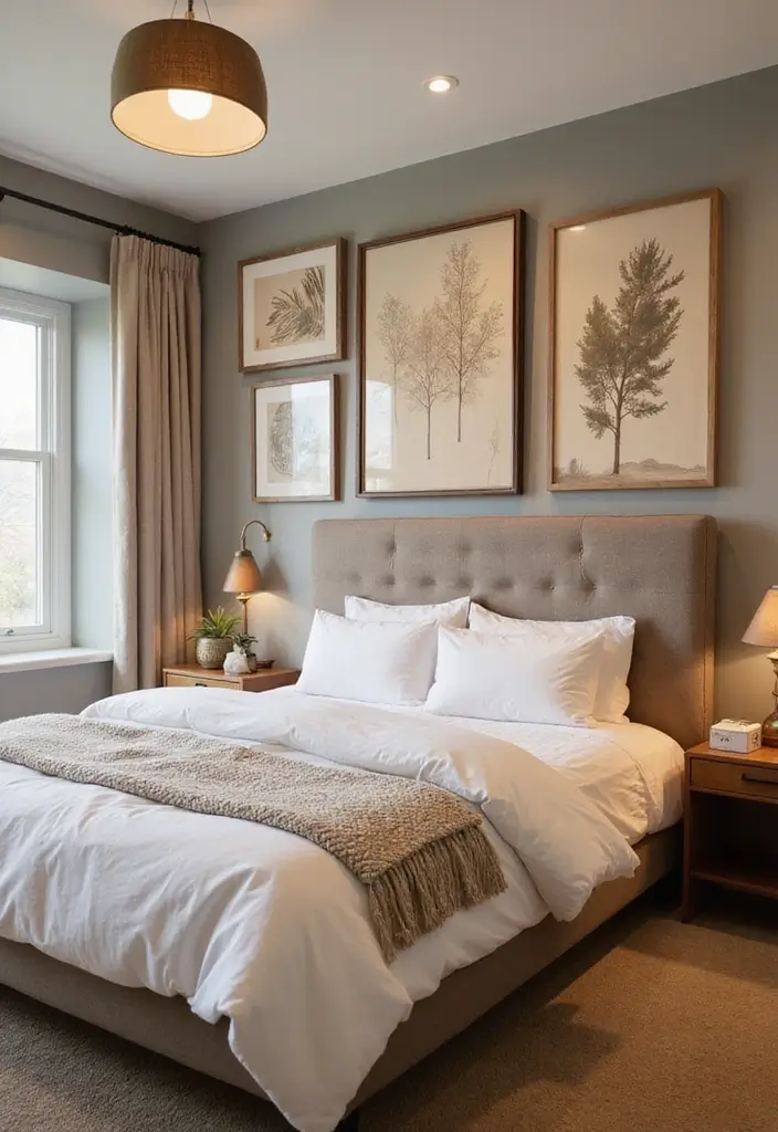 30+ Dark Earthy Bedroom Ideas for a Natural Feel - 3. Nature-Inspired Artwork