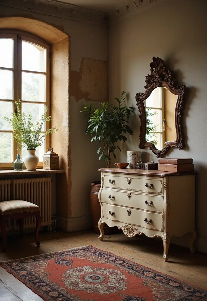 30+ Dark Earthy Bedroom Ideas for a Natural Feel - 8. Vintage or Antique Finds
