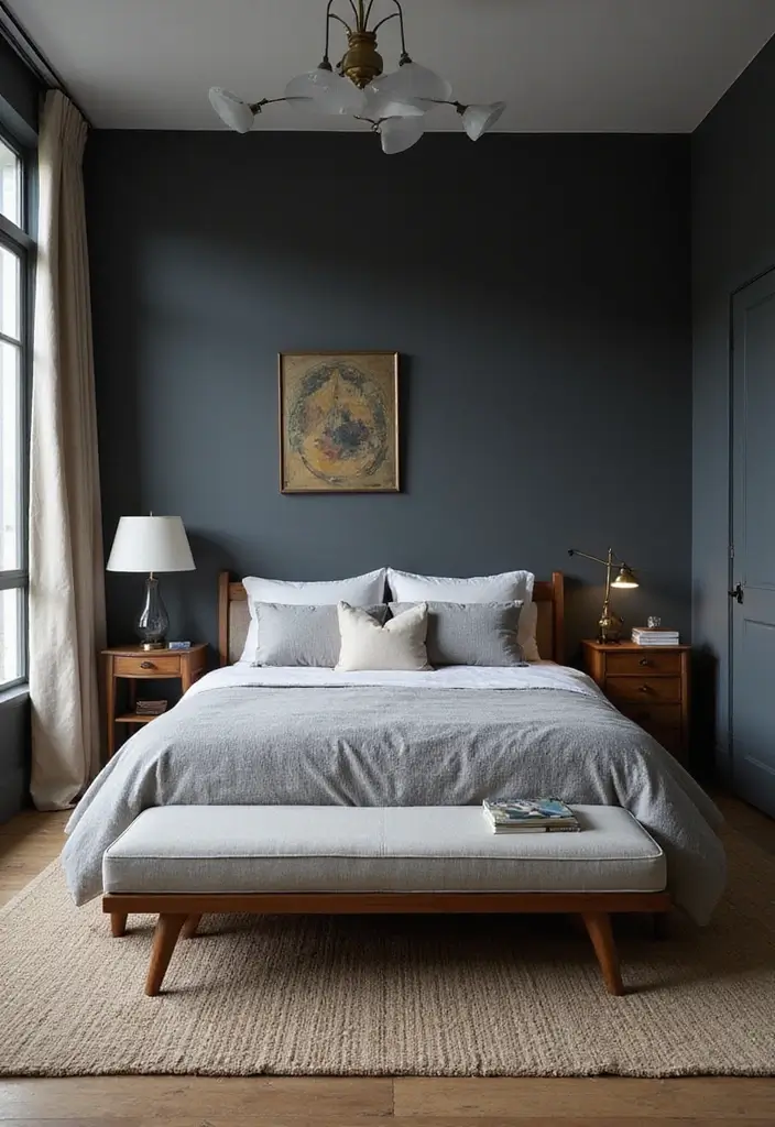 30+ Dark Grey Bedroom Ideas for a Chic and Modern Look 10 30+ Dark Grey Bedroom Ideas for a Chic and Modern Look - 10. Vintage Meets Modern