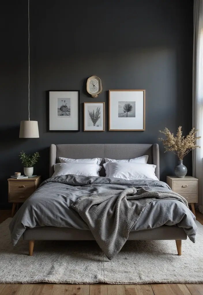 30+ Dark Grey Bedroom Ideas for a Chic and Modern Look 14 30+ Dark Grey Bedroom Ideas for a Chic and Modern Look - 14. Personal Touches