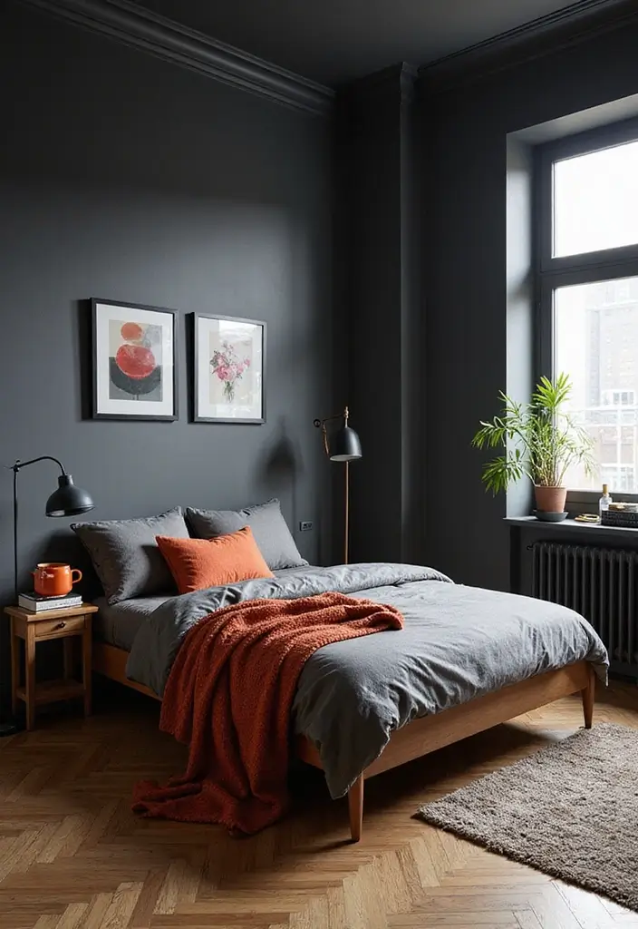30+ Dark Grey Bedroom Ideas for a Chic and Modern Look 18 30+ Dark Grey Bedroom Ideas for a Chic and Modern Look - 18. Smart Color Combinations