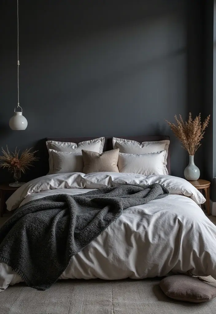 30+ Dark Grey Bedroom Ideas for a Chic and Modern Look 23 30+ Dark Grey Bedroom Ideas for a Chic and Modern Look - 23. Mix and Match Textures