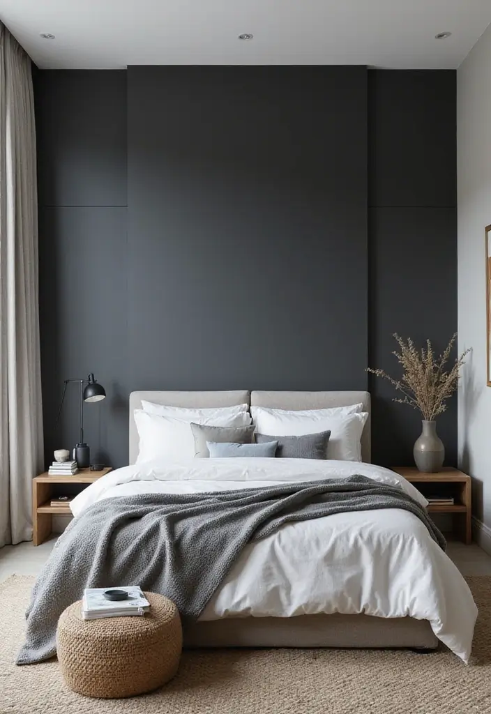 30+ Dark Grey Bedroom Ideas for a Chic and Modern Look 4 30+ Dark Grey Bedroom Ideas for a Chic and Modern Look - 4. Bold Accent Walls