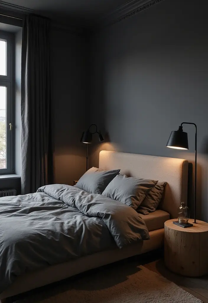 30+ Dark Grey Bedroom Ideas for a Chic and Modern Look 9 30+ Dark Grey Bedroom Ideas for a Chic and Modern Look - 9. Lighting Matters