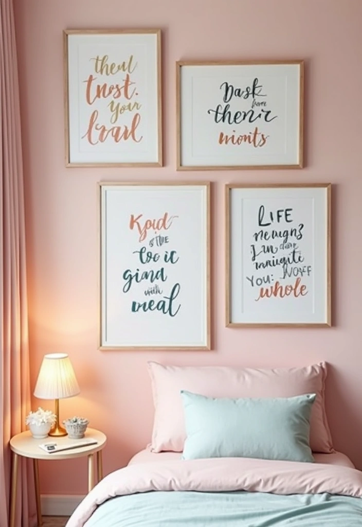 30+ Girls Bedroom Ideas That Look Pretty and Fun 30 30+ Girls Bedroom Ideas That Look Pretty and Fun - 30. Inspirational Quotes