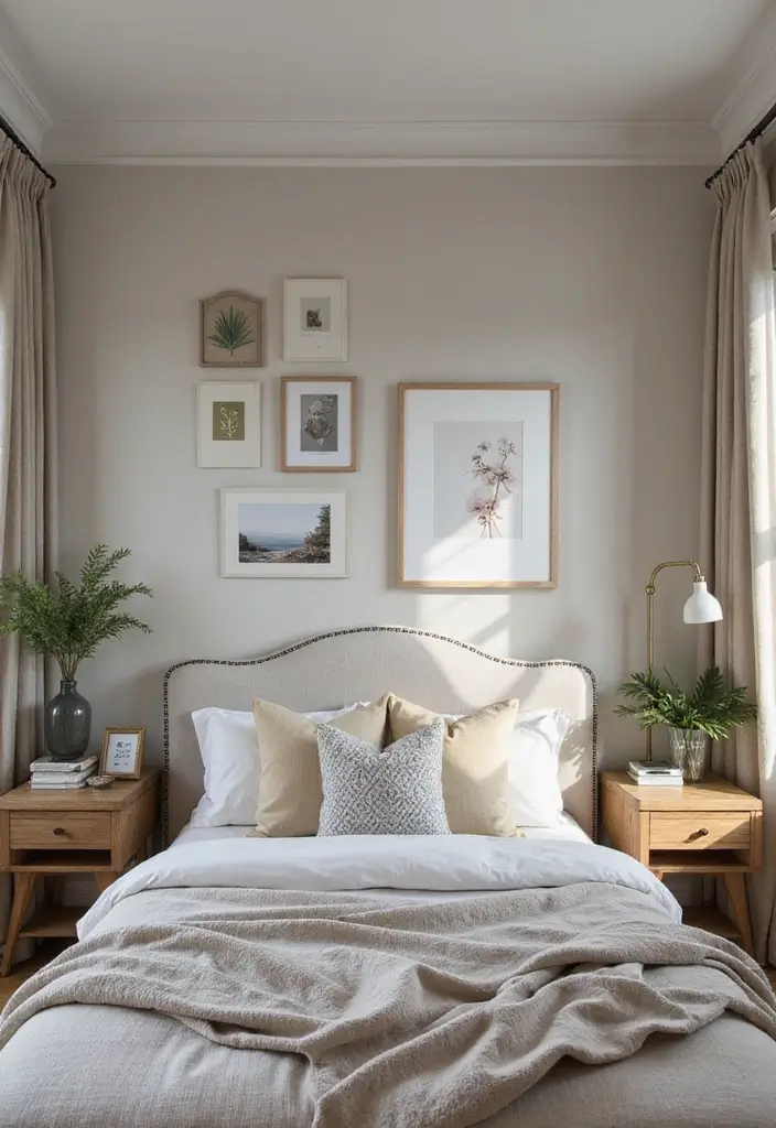 30+ Grey and Beige Bedroom Ideas for a Modern Neutral Style 13 30+ Grey and Beige Bedroom Ideas for a Modern Neutral Style - 13. Personalized Touches with Decor