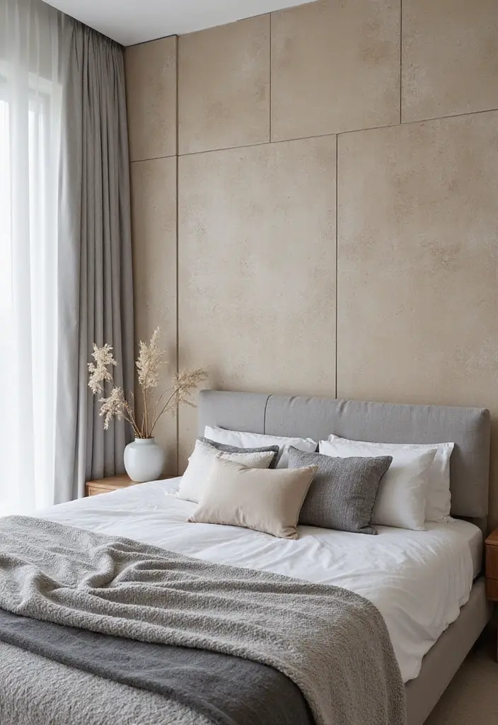 30+ Grey and Beige Bedroom Ideas for a Modern Neutral Style 3 30+ Grey and Beige Bedroom Ideas for a Modern Neutral Style - 3. Accent Walls with Texture