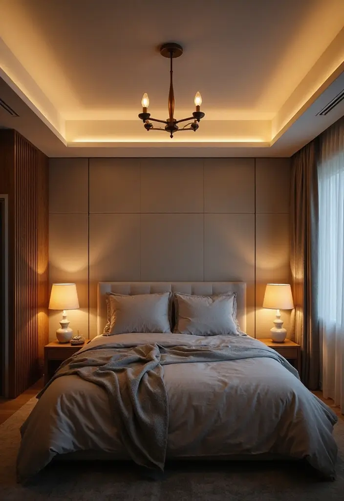30+ Grey and Beige Bedroom Ideas for a Modern Neutral Style 5 30+ Grey and Beige Bedroom Ideas for a Modern Neutral Style - 5. Layered Lighting Designs